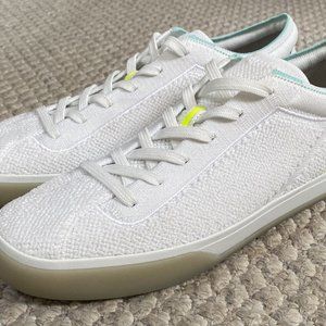 Rothys The Lace Up Terry Cloth Fabric Tennis Shoes White Yellow Sneakers Size 9